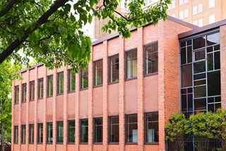 The exterior of the Christ Episcopal Church parish hall in Reading, PA, featuring Marvin Ultimate Venting Picture windows.