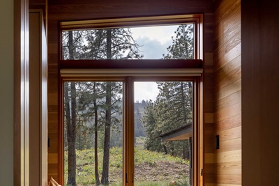 A Marvin Ultimate Polygonal Specialty Shape window in a mid-century modern home.