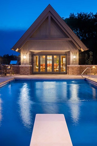 Pool house with Marvin Signature Ultimate Bi-Fold Door